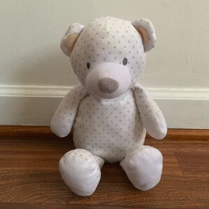 Manhattan Toy Co. White Gray Polka Dot Plush Bear 13" Baby Stuffed Animal Lovey